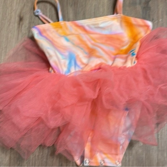 iloveplum Brielle Willow Watercolor Tutu Swimsuit Small Girls One Piece - Picture 2 of 9
